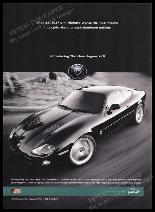 Jaguar XKR 2000s Print Advertisement Ad 2002 Fetch the Paper!