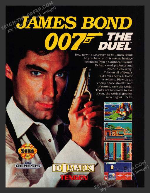 1992 Print Advertisement James Bond 007 The Duel Video Game Ad.
