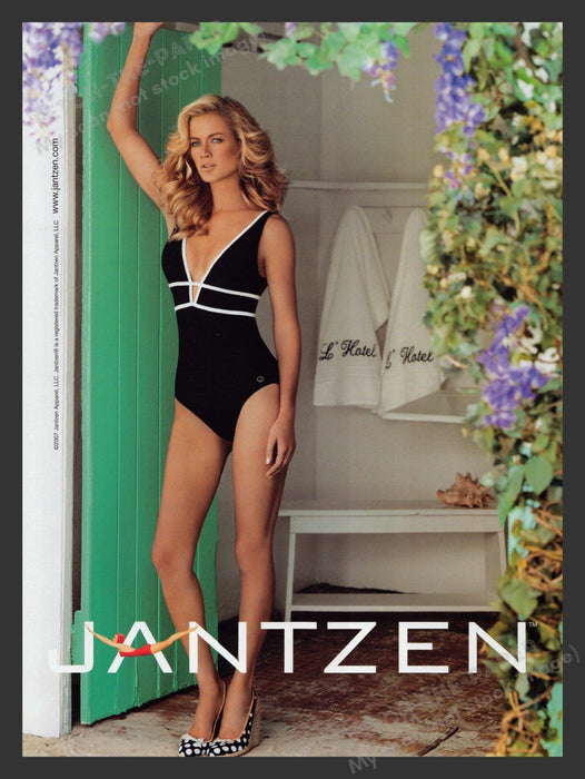 Jantzen 2000s Print Advertisement 2007 Long Legs Swimwear Beautiful Fetch the Paper!
