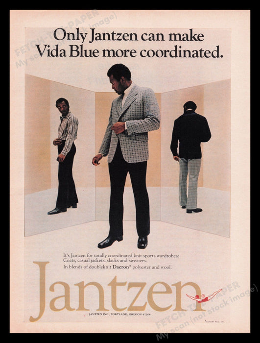Jantzen Clothing 1970s Print Advertisement Ad 1972 Men's Sports Wardrobe Fetch the Paper!