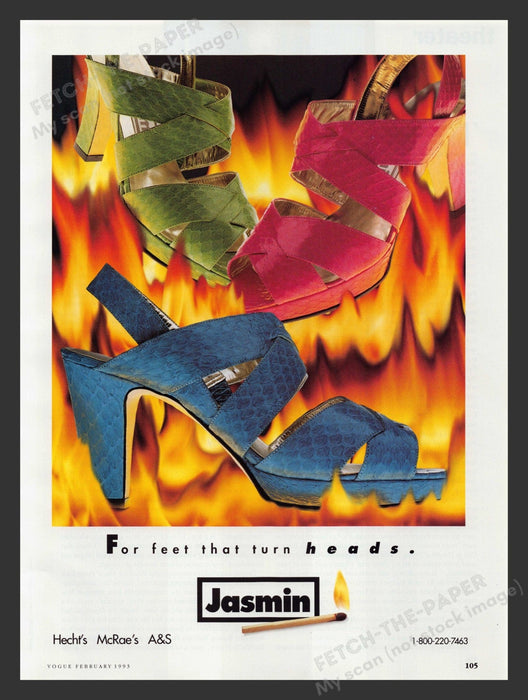 Jasmin Shoes For Feet that Turn Heads 1990s Print Advertisement 1993 Fetch the Paper!