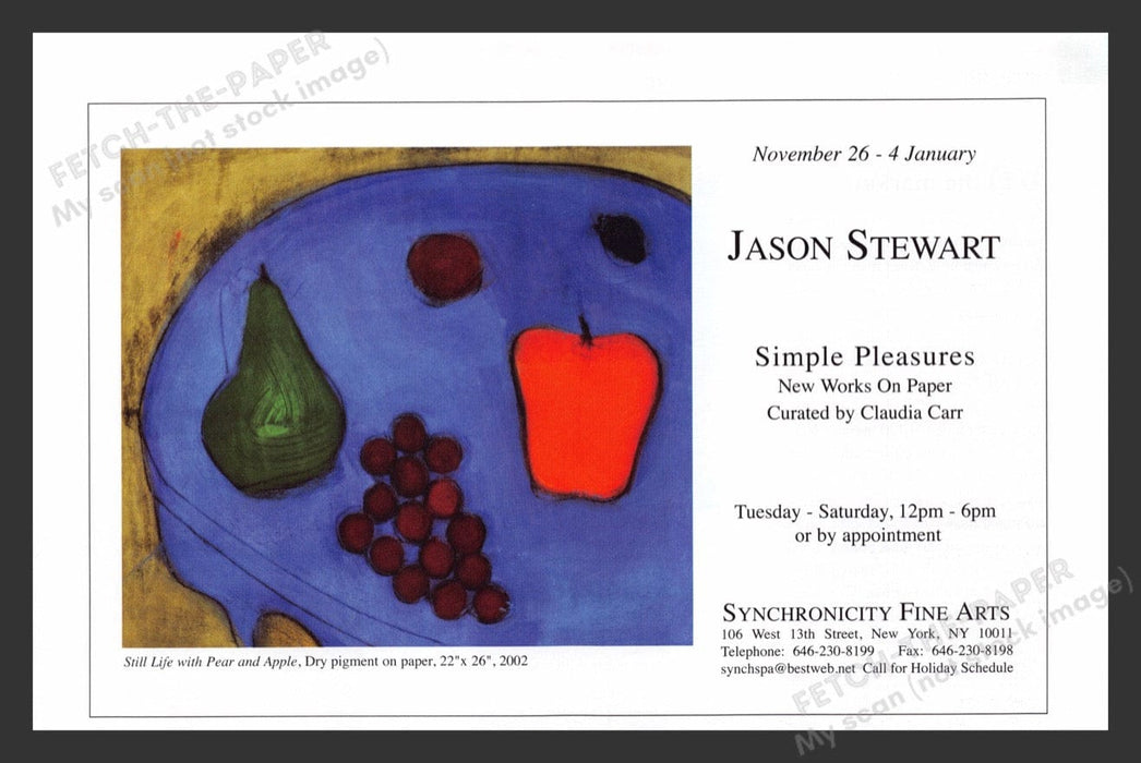 2002 Jason Stewart NYC Art Gallery Show Print Advertisement Ad