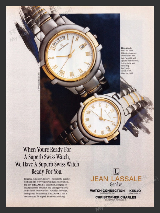 1990 Jean Lassale Watches Thalassa II Print Advertisement Ad