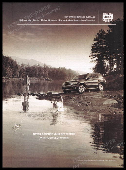 Jeep Grand Cherokee Overland 2000s Print Advertisement Ad 2003 Fetch the Paper!