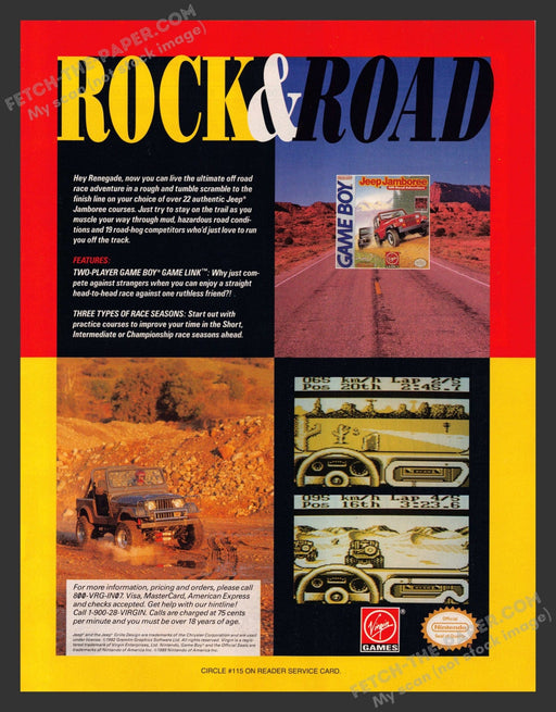 1992 Print Advertisement Jeep Jamboree: Off Road Adventure Video Game Ad.
