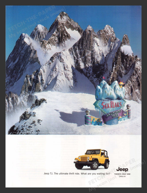2002 Jeep TJ Six Flags Amusement Park Print Advertisement.
