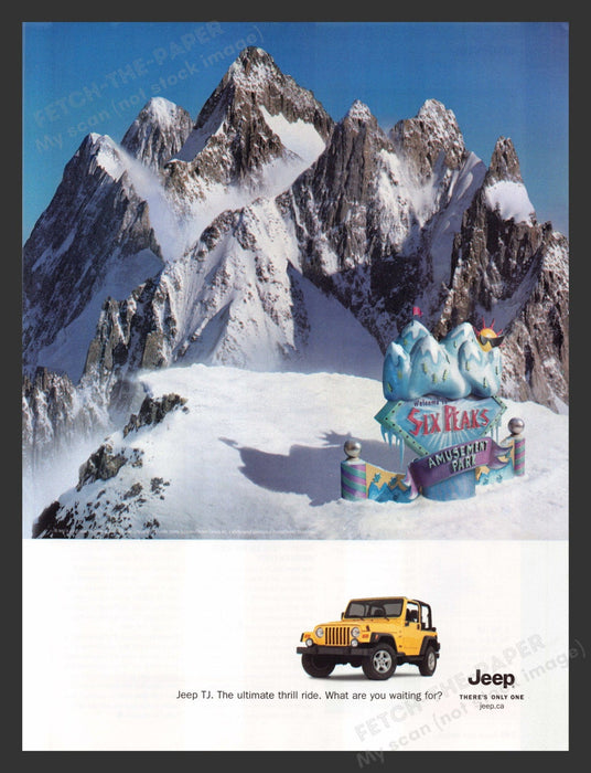 2002 Jeep TJ Six Flags Amusement Park Print Advertisement.