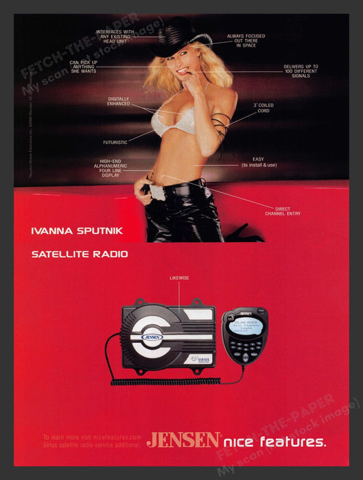 2002 Jensen Sirius Satellite Ivanna Sputnik Radio Print Advertisement Ad.
