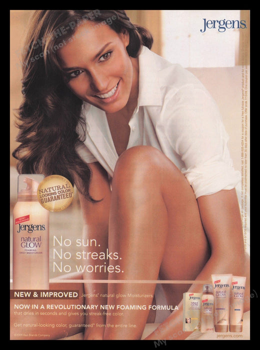 Jergens 2000s Print Advertisement Ad 2009 Natural Glow Legs Suntan Fetch the Paper!
