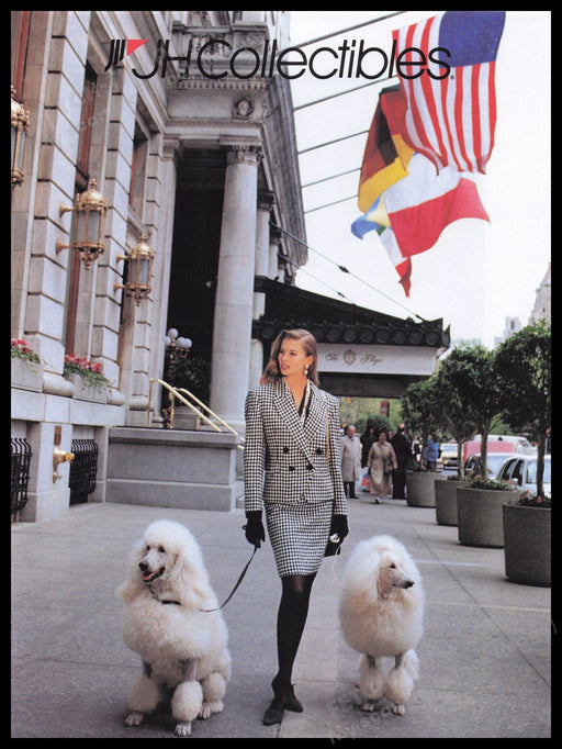 JH Collectibles Clothing 1990s Print Advertisement Ad 1992 Standard Poodle Dogs Fetch the Paper!