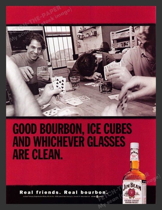 2002 Jim Beam Card Game with Friends Print Advertisement Ad