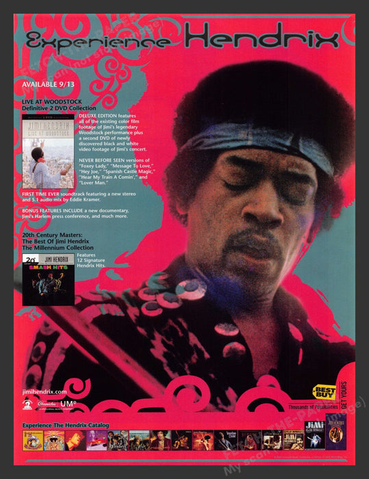 2005 Jimmy Hendrix DVD Woodstock CD Print Advertisement Ad