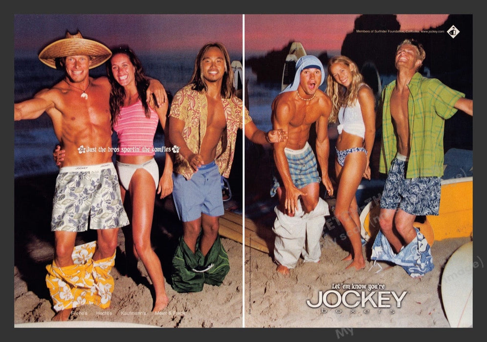 1999 Jockey Boxers Beach Girls & Guys Print Advertisement (2 Pages)