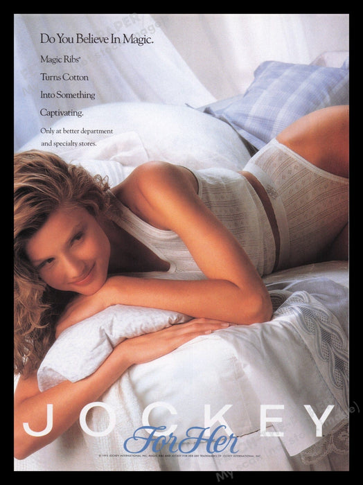 Jockey For Her Lingerie 1990s Print Advertisement Ad 1995 Bra Panties Magic Fetch the Paper!