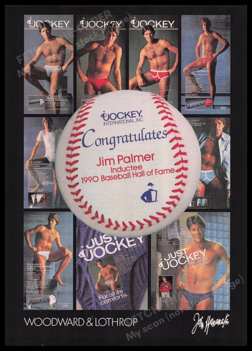 Jockey Men's Underwear 1990s Print Advertisement Ad 1990 Jim Palmer Ads Fetch the Paper!