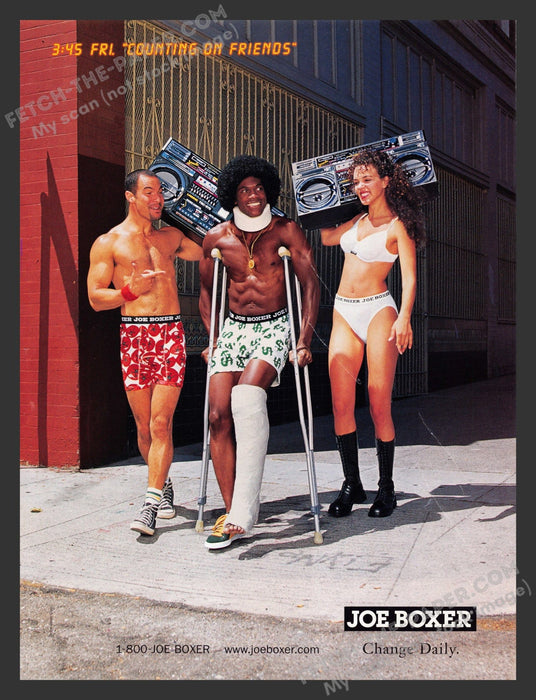 1998 Print Advertisement Joe Boxer Men's Underwear Women's Boom Box Ad.