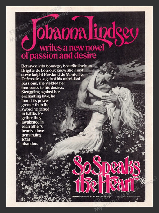1983 Johanna Lindsey Book Release "So Speaks the Heart" Print Advertisement Ad
