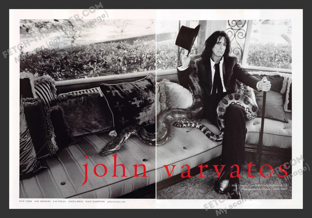 2007 Print Advertisement John Varvatos Fashion Designer Alice Cooper Musician.