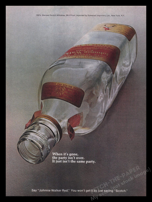 Johnnie Walker Red Scotch Whisky 1970s Print Advertisement Ad 1972 Fetch the Paper!