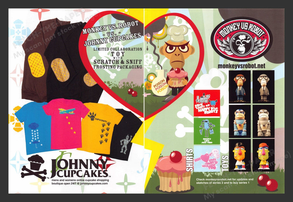 2005 Johnny Cupcakes Toy Collaboration Monkey Print Advertisement (2 Pages).
