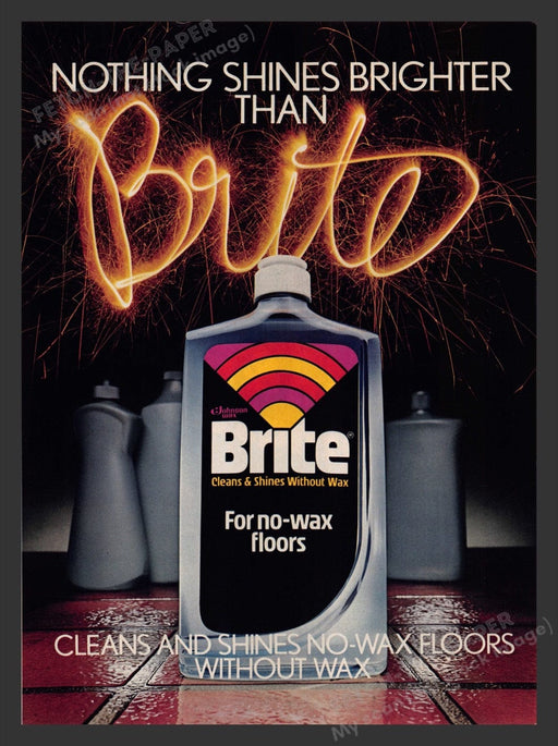 1981 Johnson's Brite for No Wax Floors Print Advertisement Ad