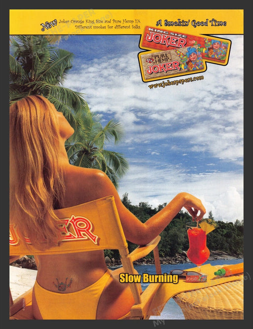 2004 Joker Papers Tramp Stamp Tattoo Sexy Girl Beach Print Advertisement Ad