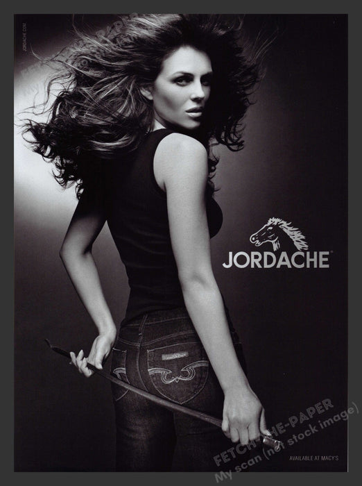 Jordache 2000s Print Advertisement 2007 Elizabeth Hurley Jeans Whip Actress Fetch the Paper!