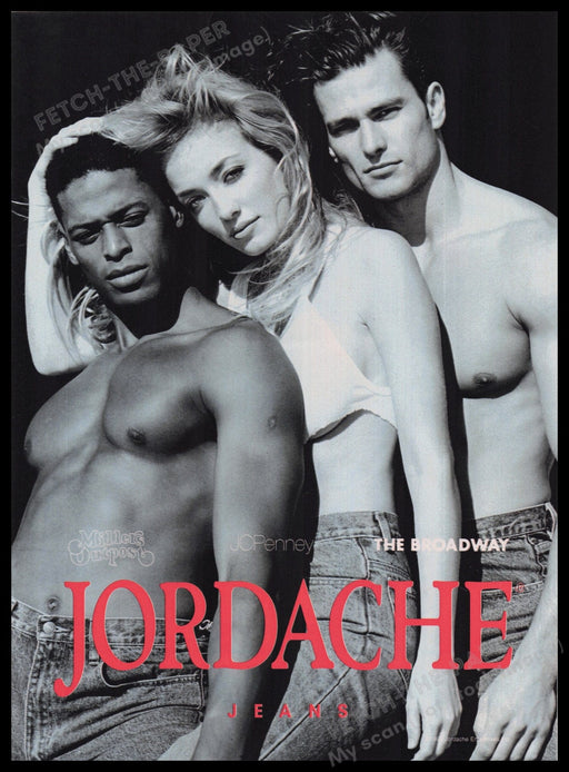 Jordache Jeans 1990s Print Advertisement Ad 1995 Sexy Male & Female Bodies Fetch the Paper!