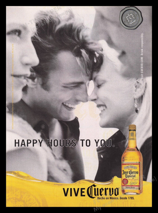 Jose Cuervo 2000s Print Advertisement Ad 2001 "Happy Hours to You" Fetch the Paper!