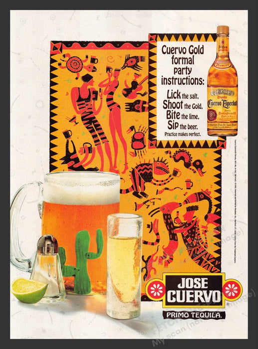 1995 Jose Cuervo Primo Tequila Party Instructions Print Advertisement Ad