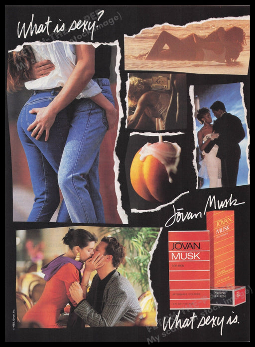 Jovan Musk Fragrance Cologne 1980s Print Advertisement Ad 1989 Couples Fetch the Paper!