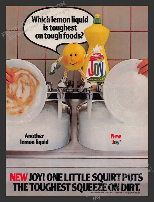 1985 Print Advertisement Joy Lemon Liquid Dish Cleaner Household Kitchen Soap Ad.