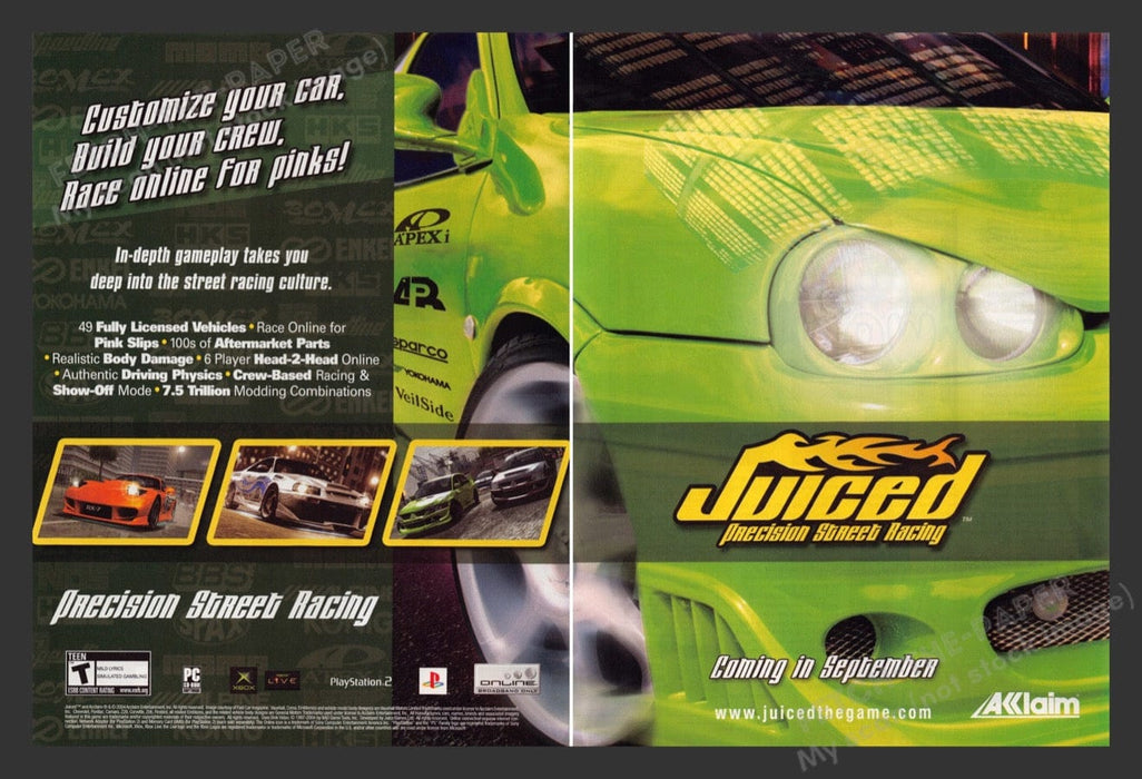2004 Juiced: Precision Street Racing Video Game Print Advertisement (2 Pages)