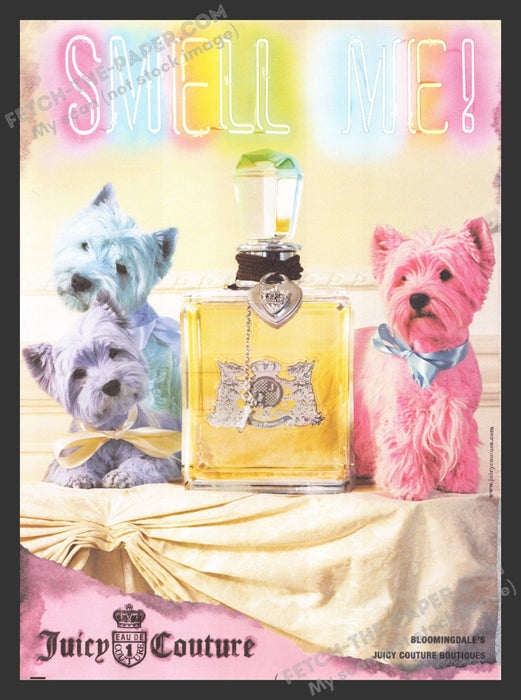 2007 Print Advertisement Juicy Couture Perfume Colorful Scottish Terrier Dogs Ad.
