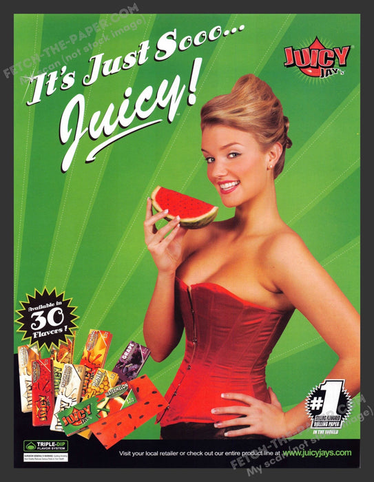 2006 Juicy Jay's Girl Eating a Watermelon Print Advertisement Ad.