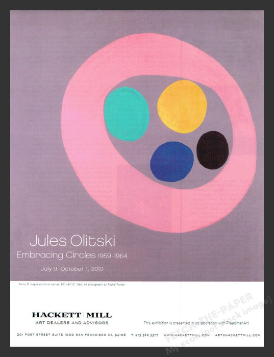 2010 Jules Olitski San Francisco Art Gallery Show Print Advertisement Ad
