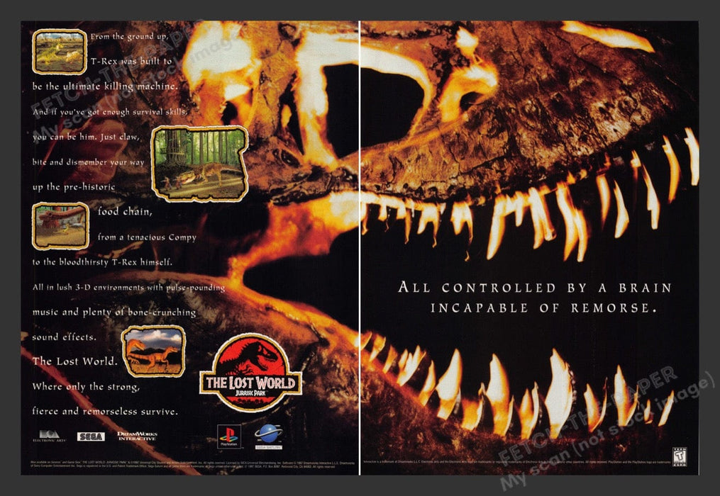 1997 Jurassic Park: The Lost World Video Game Print Advertisement (2 Pages)