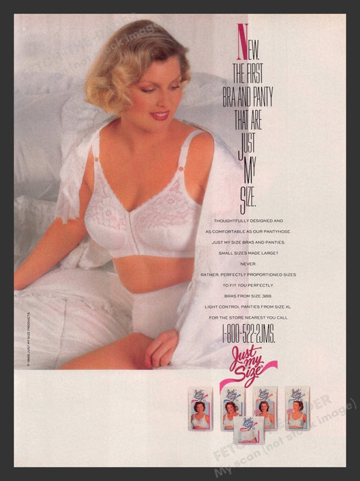 1989 Just My Size Bra & Panty Lingerie Full Size Print Advertisement Ad