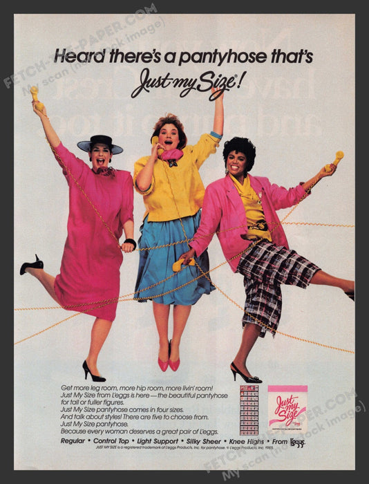 1985 Print Advertisement Just My Size L'eggs Pantyhose Full Figure 1980s Ad.