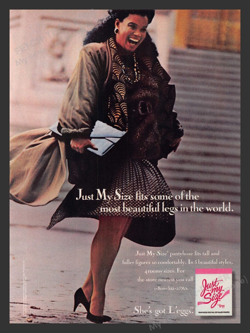 1988 Just My Size Pantyhose Hosiery Legs Windy Print Advertisement Ad