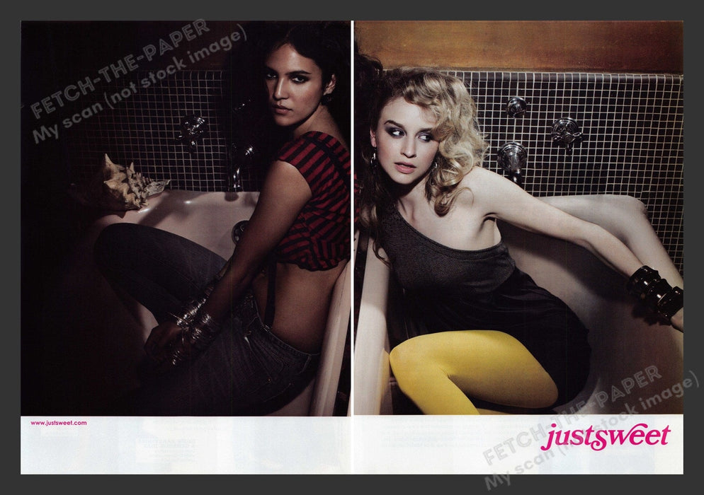 Just Sweet 2000s Print Advertisement Ad (2 pages) 2007 Clothing Girls Bathtubs Fetch the Paper!