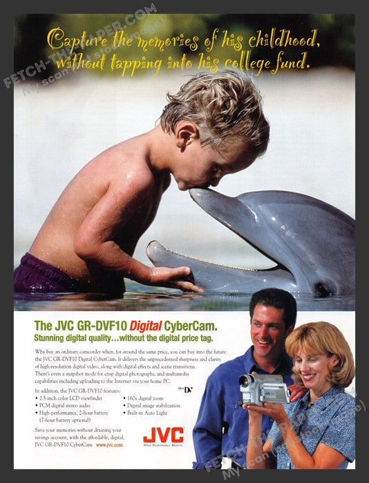 1999 Print Advertisement JVC GR-DVF-10 CyberCam Dolphin Camera Ad.