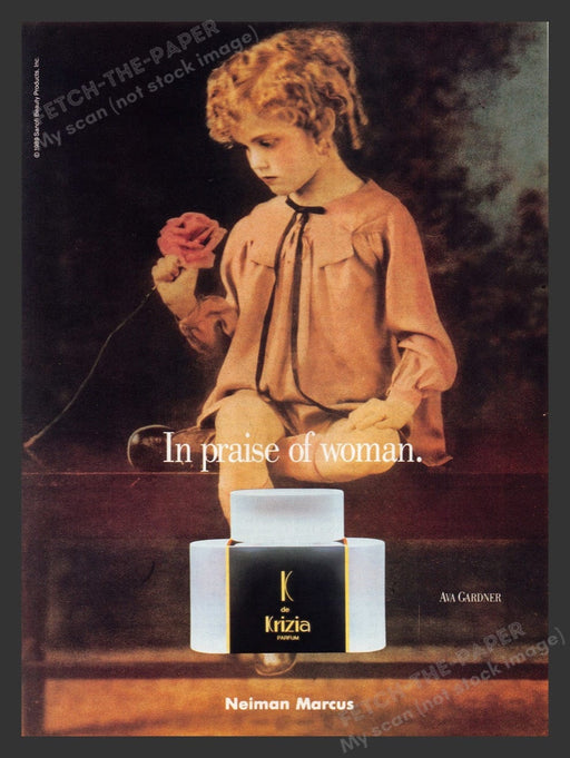 1989 K de Krizia Perfume Ava Gardner Print Advertisement Ad