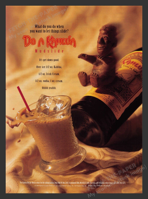 Kahlua 1990s Print Advertisement 1995 Mudslide Recipe Fetch the Paper!