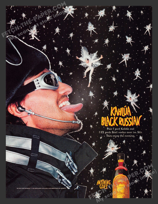 2001 Print Advertisement Kahlua Black Russian Alcohol Recipe Girl Snowflakes Ad.