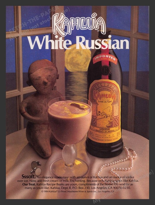 1988 Kahlua White Russian Recpie Print Advertisement Ad