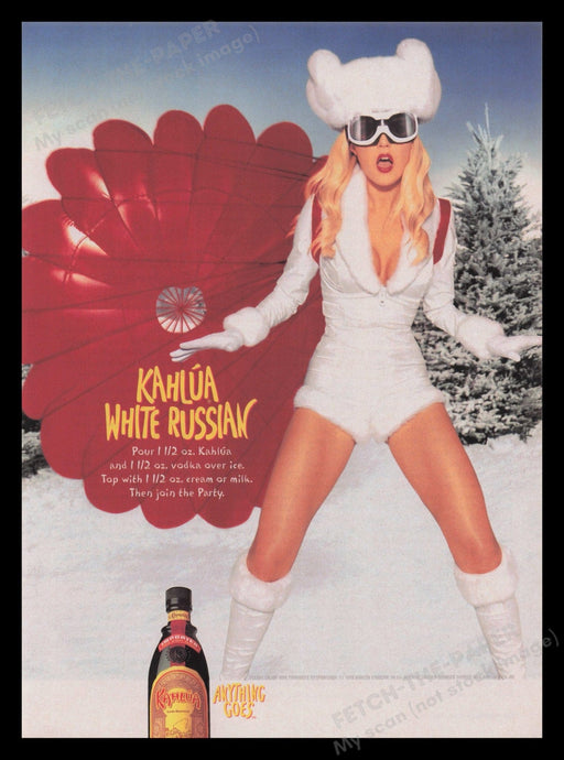 Kahlua White Russian Sexy Model Legs Snow 2000s Print Advertisement 2000 Fetch the Paper!