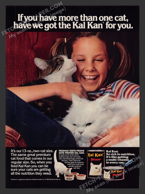 1982 Print Advertisement Kal Kan Dinner Cat Pet Food Ad.