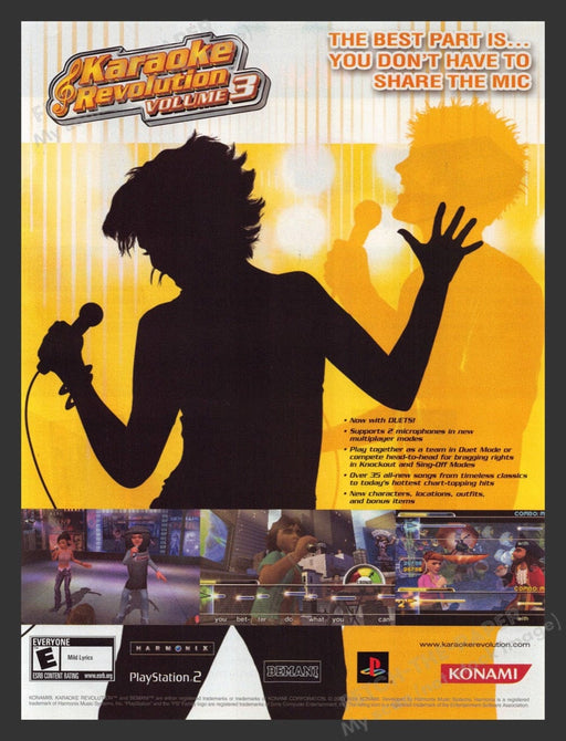 2004 Karaoke Revolution Volume 3 Video Game Print Advertisement