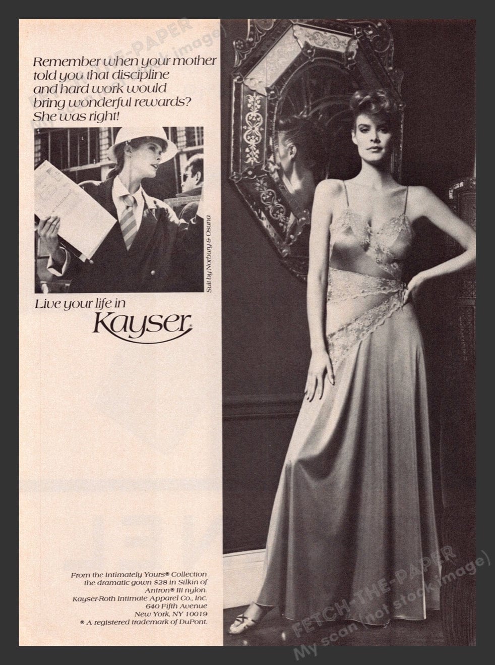 Kayser Intimately Yours Collection Lingerie 1980s Print Advertisement